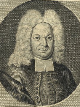 Porträt von Baier, Johann David  (Fränckische Acta Erudita et Curiosa., 1730, 20. Slg., ungez. Bl. vor S. 633. [Zuschnitt auf Schmuckrahmen])