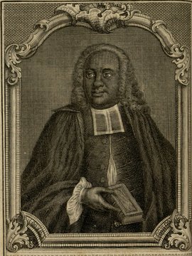 Porträt von Capitein, Jacobus E. J.  (Zuverläßige Nachrichten von dem gegenwärtigen Zustande der Wissenschaften., 1752, 146. T., ungez. Bl. vor S. 84. [Zuschnitt auf Schmuckrahmen])