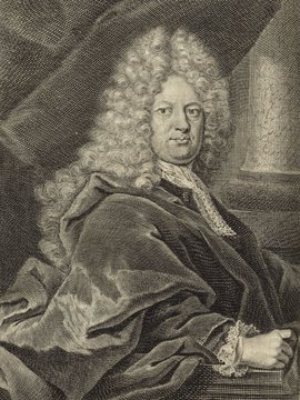 Porträt von Platz, Abraham Christoph  (Deutsche Acta Eruditorum., 1718, 52. T., ungez. Bl. vor S. 229. [Zuschnitt auf Schmuckrahmen])