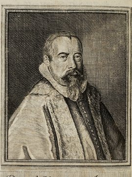 Porträt von Hoeschel, David  (Neue Bibliothec oder Nachricht und Urtheile von neuen Büchern., 1713, 25. St., ungez. Bl. vor S. 369. [Zuschnitt auf Schmuckrahmen])