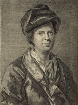 Porträt von La Motte, Antoine Houdar de  (Deutsche Acta Eruditorum., 1718, 57. T., ungez. Bl. vor S. 625. [Zuschnitt auf Schmuckrahmen])