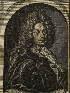 Porträt von Krantz, Gottlob  (Die Gelehrte Fama, welche den gegenwärtigen Zustand der gelehrten Welt und sonderlich derer deutschen Universitäten entdecket., 1712, 18. T., ungez. Bl. am Anf. d. Stückes. [Zuschnitt auf Schmuckrahmen])
