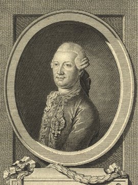 Porträt von Gebler, Tobias Philipp von  (Allgemeine deutsche Bibliothek., 1775, 25. Bd., 1. St., ungez. Bl. am Anf. d. Bandes. [Zuschnitt auf Schmuckrahmen])