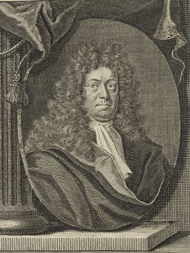 Porträt von Mencke, Otto  (Deutsche Acta Eruditorum., 1712, 1. T., ungez. Bl. am Anf. d. Bandes. [Zuschnitt auf Schmuckrahmen])