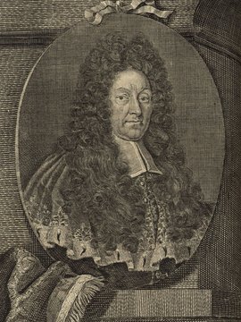 Porträt von Schmid, Johann  (Deutsche Acta Eruditorum., 1715, 32. T., ungez. Bl. vor S. 597. [Zuschnitt auf Schmuckrahmen])