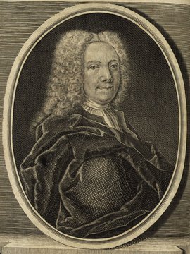 Porträt von Swedenborg, Emanuel  (Deutsche Acta Eruditorum., 1734, 186. T., ungez. Bl. vor S. 381. [Zuschnitt auf Schmuckrahmen])