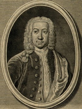 Porträt von Büchner, Andreas Elias  (Zuverläßige Nachrichten von dem gegenwärtigen Zustande der Wissenschaften., 1743, 48. T., ungez. Bl. vor S. 839. [Zuschnitt auf Schmuckrahmen])