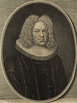 Porträt von Carpzov, Johann Gottlob  (Deutsche Acta Eruditorum., 1732, 168. T., ungez. Bl. vor S. 837. [Zuschnitt auf Schmuckrahmen])