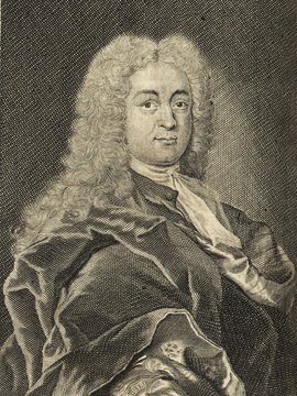 Porträt von Coschwitz, Georg Daniel  (Deutsche Acta Eruditorum., 1730, 154. T., ungez. Bl. vor S. 685. [Zuschnitt auf Schmuckrahmen])