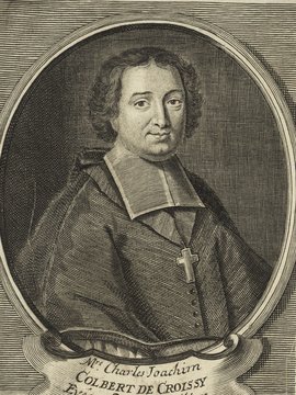 Porträt von Colbert, Charles-Joachim  (Deutsche Acta Eruditorum., 1727, 121. T., ungez. Bl. am Anf. d. Bandes. [Zuschnitt auf Schmuckrahmen])