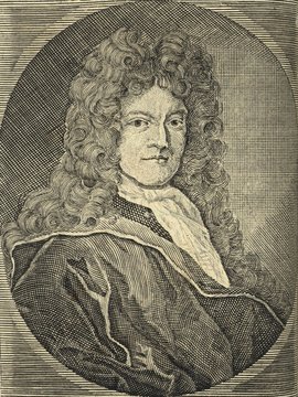 Porträt von Fabricius, Johann Albert  (Neue Bibliothec oder Nachricht und Urtheile von neuen Büchern., 1710, 3. St., ungez. Bl. vor S. 184. [Zuschnitt auf Schmuckrahmen])