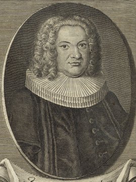 Porträt von Palm, Johann Georg  (Deutsche Acta Eruditorum., 1738, 225. T., ungez. Bl. vor S. 609. [Zuschnitt auf Schmuckrahmen])