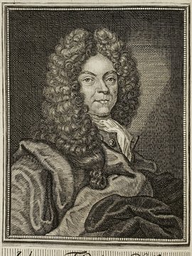 Porträt von Pfeffinger, Johann Friedrich  (Neue Bibliothec oder Nachricht und Urtheile von neuen Büchern., 1713, 23. St., ungez. Bl. vor S. 187. [Zuschnitt auf Schmuckrahmen])