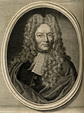 Porträt von Manget, Jean-Jacques  (Zuverläßige Nachrichten von dem gegenwärtigen Zustande der Wissenschaften., 1747, 89. T., ungez. Bl. vor S. 314. [Zuschnitt auf Schmuckrahmen])