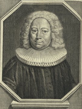 Porträt von Negelein, Joachim  (Fränckische Acta Erudita et Curiosa., 1729, 16. Slg., ungez. Bl. vor S. 267. [Zuschnitt auf Schmuckrahmen])