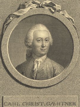 Porträt von Gärtner, Karl Christian  (Neue Bibliothek der schönen Wissenschaften., 1770, 11. Bd., 1. St., ungez. Bl. am Anf. d. Bandes. [Zuschnitt auf Schmuckrahmen])