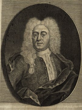 Porträt von Heineccius, Johann Gottlieb  (Deutsche Acta Eruditorum., 1732, 167. T., ungez. Bl. vor S. 761. [Zuschnitt auf Schmuckrahmen])