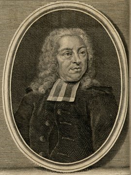Porträt von Houthoff, Cornelius  (Zuverläßige Nachrichten von dem gegenwärtigen Zustande der Wissenschaften., 1745, 62. T., ungez. Bl. vor S. 77. [Zuschnitt auf Schmuckrahmen])