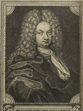 Porträt von Schacher, Johann Christoph  (Die Gelehrte Fama, welche den gegenwärtigen Zustand der gelehrten Welt und sonderlich derer deutschen Universitäten entdecket., 1716, 51/52. T., ungez. Bl. am Anf. d. Stückes. [Zuschnitt auf Schmuckrahmen])