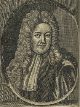 Porträt von Radcliffe, John  (Neuer Bücher-Saal der gelehrten Welt., 1716, 51. Oeffn., ungez. Bl. vor S. 143. [Zuschnitt auf Schmuckrahmen])