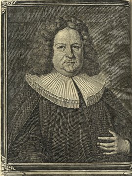 Porträt von Mörl, Gustav Philipp  (Fränckische Acta Erudita et Curiosa., 1726, 2. Slg., ungez. Bl. vor S. 67. [Zuschnitt auf Schmuckrahmen])