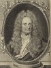 Porträt von Newton, Isaac  (Deutsche Acta Eruditorum., 1715, 38. T., ungez. Bl. vor S. 77. [Zuschnitt auf Schmuckrahmen])