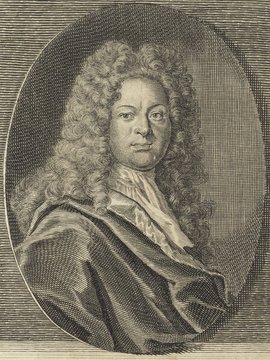 Porträt von Strunz, Friedrich  (Deutsche Acta Eruditorum., 1725, 105. T., ungez. Bl. vor S. 609. [Zuschnitt auf Schmuckrahmen])