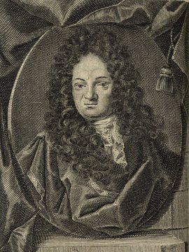 Porträt von Mercklin, Johann Abraham  (Deutsche Acta Eruditorum., 1715, 30. T., ungez. Bl. vor S. 445. [Zuschnitt auf Schmuckrahmen])