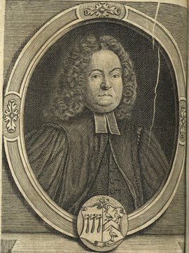 Porträt von Henry, Matthew  (Neuer Bücher-Saal der gelehrten Welt., 1716, 58. Oeffn., S. 705. [Zuschnitt auf Schmuckrahmen])