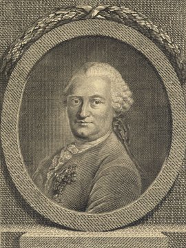 Porträt von Heinecken, Karl Heinrich von  (Neue Bibliothek der schönen Wissenschaften., 1781, 26. Bd., 1. St., ungez. Bl. am Anf. d. Bandes. [Zuschnitt auf Schmuckrahmen])