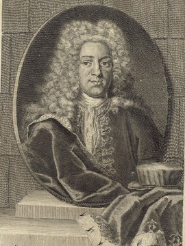 Porträt von Hoffmann, Christian Gottfried  (Deutsche Acta Eruditorum., 1723, 86. T., ungez. Bl. vor S. 77. [Zuschnitt auf Schmuckrahmen])