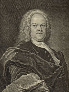 Porträt von Hausen, Christian August  (Deutsche Acta Eruditorum., 1737, 215. T., ungez. Bl. vor S. 761. [Zuschnitt auf Schmuckrahmen])