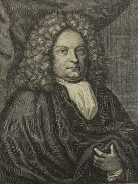 Porträt von Schacher, Quirin Hartmann  (Die Gelehrte Fama, welche den gegenwärtigen Zustand der gelehrten Welt und sonderlich derer deutschen Universitäten entdecket., 1716, 49. T., ungez. Bl. am Anf. d. Stückes. [Zuschnitt auf Schmuckrahmen])