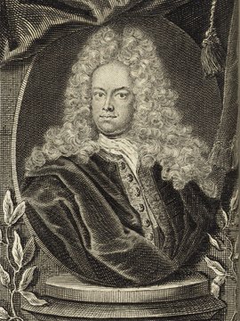 Porträt von Mencke, Johann Burkhard  (Deutsche Acta Eruditorum., 1712, 2. T., ungez. Bl. vor S. 90 [Zuschnitt auf Schmuckrahmen])