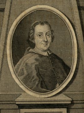 Porträt von Querini, Angelo Maria  (Zuverläßige Nachrichten von dem gegenwärtigen Zustande der Wissenschaften., 1740, 3. T., ungez. Bl. vor S. 145. [Zuschnitt auf Schmuckrahmen])