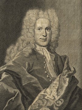 Porträt von Leyser, Augustin von  (Deutsche Acta Eruditorum., 1729, 146. T., ungez. Bl. vor S. 77. [Zuschnitt auf Schmuckrahmen])