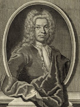 Porträt von Liebe, Christian Sigismund  (Deutsche Acta Eruditorum., 1736, 205. T., ungez. Bl. am Anfang d. Bandes. [Zuschnitt auf Schmuckrahmen])