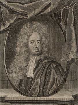 Porträt von Ludewig, Johann Peter von  (Neue Bibliothec oder Nachricht und Urtheile von neuen Büchern., 1715, 43. St., ungez. Bl. vor S. 187. [Zuschnitt auf Schmuckrahmen])