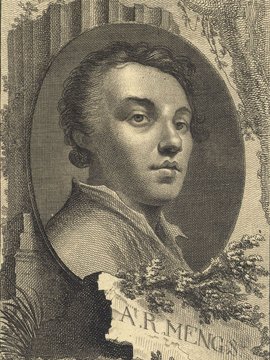 Porträt von Mengs, Anton Raphael  (Neue Bibliothek der schönen Wissenschaften., 1780, 25. Bd., 1. St., ungez. Bl. am Anf. d. Bandes. [Zuschnitt auf Schmuckrahmen])