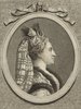 Porträt von Clairon, Claire Josèphe Hippolyte Leris de LaTude  (Litteratur- u. Theater-Zeitung., 1780, 1. T., ungez. Bl. am Anf. d. 1. Teils. [Zuschnitt auf Schmuckrahmen])