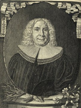 Porträt von Lochner, Moritz Hieronymus  (Fränckische Acta Erudita et Curiosa., 1727, 7. Slg., S. 443. [Zuschnitt auf Schmuckrahmen])
