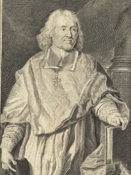 Porträt von Bossuet, Jacques Bénigne  (Deutsche Acta Eruditorum., 1724, 97. T., ungez. Bl. am Anf. d. Bandes. [Zuschnitt auf Schmuckrahmen])