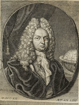 Porträt von Bernoulli, Johann  (Neue Bibliothec oder Nachricht und Urtheile von neuen Büchern., 1720, 91. St., ungez. Bl. vor S. 1. [Zuschnitt auf Schmuckrahmen])
