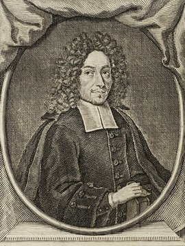 Porträt von Fecht, Johann  (Neue Bibliothec oder Nachricht und Urtheile von neuen Büchern., 1712, 21. St., ungez. Bl. am Anf. d. Bandes. [Zuschnitt auf Schmuckrahmen])