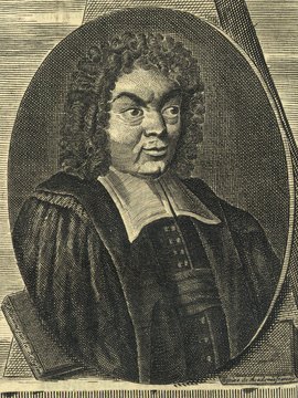 Porträt von Pellisson, Paul  (Neuer Bücher-Saal der gelehrten Welt., 1712, 18. Oeffn., ungez. Bl. vor S. 377. [Zuschnitt auf Schmuckrahmen])