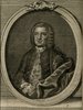 Porträt von Dreyhaupt, Johann Christoph von  (Zuverläßige Nachrichten von dem gegenwärtigen Zustande der Wissenschaften., 1756, 195. T., ungez. Bl. vor S. 160. [Zuschnitt auf Schmuckrahmen])