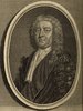 Porträt von Pellet, Thomas  (Zuverläßige Nachrichten von dem gegenwärtigen Zustande der Wissenschaften., 1744, 58. T., ungez. Bl. vor S. 683. [Zuschnitt auf Schmuckrahmen])