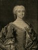 Porträt von Gottsched, Luise Adelgunde Victorie  (Zuverläßige Nachrichten von dem gegenwärtigen Zustande der Wissenschaften., 1741, 14. T., ungez. Bl. vor S. 79. [Zuschnitt auf Schmuckrahmen])