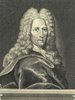 Porträt von Pistorius, Georg Tobias  (Fränckische Acta Erudita et Curiosa., 1728, 13. Slg., ungez. Bl. am Anf. d. Bandes. [Zuschnitt auf Schmuckrahmen])