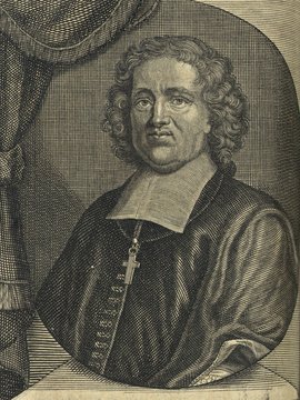 Porträt von Fléchier, Esprit  (Neuer Bücher-Saal der gelehrten Welt., 1716, 55. Oeffn., ungez. Bl. vor S. 477. [Zuschnitt auf Schmuckrahmen])